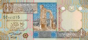LYD ливийский динар 0.25 ливийских динар 