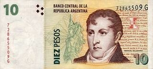 ARS аргентинское песо 10 аргентинских песо 