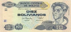BOB боливийский боливиано 10 боливийских боливиано 
