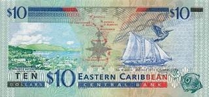 XCD восточно-карибский доллар 10 доминикских долларов - оборотная сторона