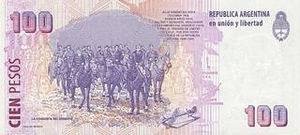 ARS аргентинское песо 100 аргентинских песо - оборотная сторона