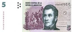 ARS аргентинское песо 5 аргентинских песо 