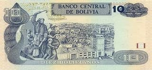 BOB боливийский боливиано 10 боливийских боливиано - оборотная сторона