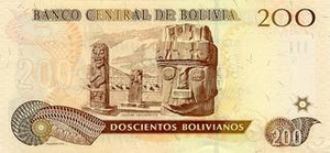 BOB боливийский боливиано 200 боливийских боливиано - оборотная сторона