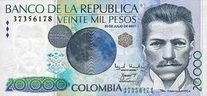 COP колумбийский песо 20000 колумбийских песо 