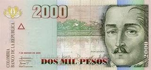 COP колумбийский песо 2000 колумбийских песо 