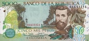 COP колумбийский песо 5000 колумбийских песо 