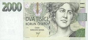 CZK чешская крона 2000 чешских крон 