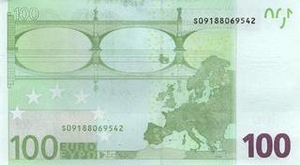 EUR европейский евро 100 евро - оборотная сторона