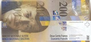 CHF швейцарский франк 200 швейцарских франков 