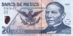 MXN мексиканский песо 20 мексиканских песо 