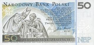 PLN польский злотый 50 польских злотых - оборотная сторона