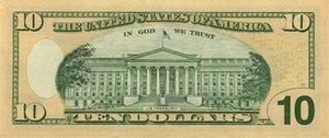 USD доллар США 10 долларов США - оборотная сторона