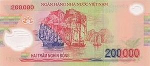 VND вьетнамский донг 200000 вьетнамских донгов - оборотная сторона